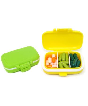 Honbay 2PCS Vitamin Organizer Box Portable Small Pill Case with 3 Removable Compartments for Travel or Daily Use
