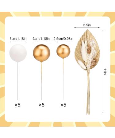 Xialvyu Dried Flowers Cake Decorations Balloon Cake Topper Gold Cake Decorations Birthday Cake Toppers for Birthday Party Wedding Valentine's Day(Gold) - Buy Online on GoSupps.com