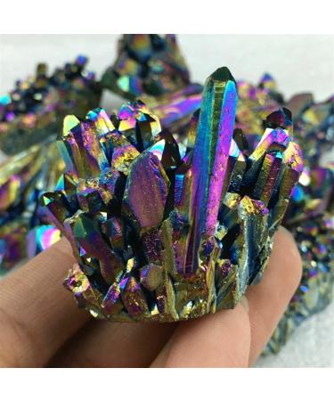 Stone Novelty Natural Quartz Crystal Rainbow Titanium Cluster VUG Specimen Yellow Crystal Citrine Cluster Crystal Home Stone Mineral Specimen