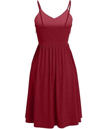 Women's Sleeveless Beach Maxi Dress - Summer 2023 | Spaghetti Strap A-line Sundress with Pockets in Wine - XX-Large - Buy Online on GoSupps.com