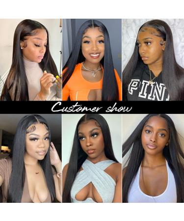 28 Inch HD Straight Lace Front Human Hair Wig | Pre Plucked 4x4 Closure | 180% Density Brazilian Hair Wig for Black Women - Glueless and Natural Looking - Buy Online on GoSupps.com