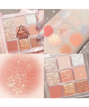 PICKX 9 Colors Glitter Eyeshadow Makeup Palette Matte High Pigmented Colorful Creamy Texture Eye Shadow Powder Natural Waterproof Long Lasting Eyeshadow Powder Cosmetics (pink+orange) - Buy Online on GoSupps.com