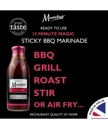 Mumtaz STICKY BBQ Marinade Sauce 500g 15 Minute Magic Marinade Medium Spiced BBQ-Grill-Roast-Stir or Air fry All Natural Ingredients Gluten Free Vegan Friendly. - Buy Online on GoSupps.com
