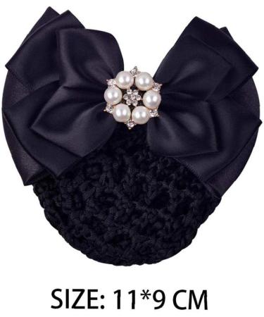 Women Hair Bun Cover Net Snood Hairnet Bowknot Barrette Hair Clip Bow Lace Flower Hair Accessories(Black) - Buy Online on GoSupps.com