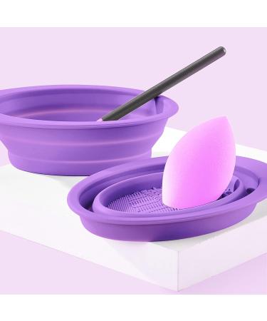 Silicone Makeup Brush Cleaning Mat - Foldable Brush Cleaner Pad for Makeup Sponge, Powder Puff - Purple - Buy Online on GoSupps.com