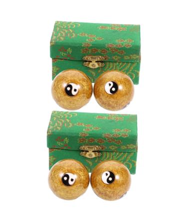 Clispeed 4 piece massage globe massage device hand the ball plays stress balls for adult tool metal ball massage balls made of metal hand type the ball roll cloisonne gymnasium ball