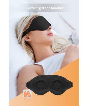 3D Contoured Black Sleep Eye Mask for Men and Women - Adjustable Strap, Light Blocking Blindfold for Travel, Yoga, Nap - Comfortable Night Sleep Mask - Buy Online on GoSupps.com