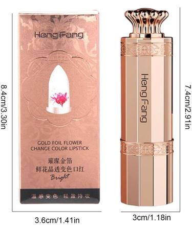  Bavokon Colored lipstick | Nourishing temperature-changing lip balm | Moisturizing lip gloss with gold leaf flower - Warm and party-friendly jelly lip stick Bavokon - Buy Online on GoSupps.com