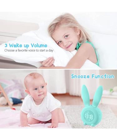 Aoreun Cute Rabbit Alarm Clock for Kids - Night Light Snooze Function & Time-Controlled - Perfect Gift for Boys & Girls - Green - Buy Online on GoSupps.com