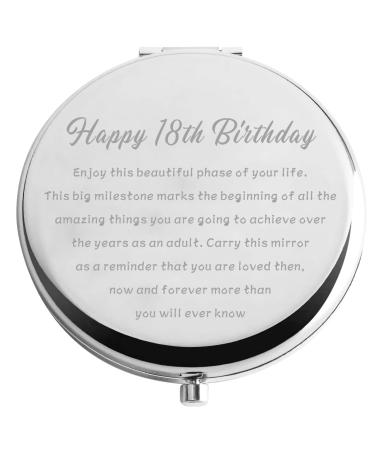 Zuo Bao 18th Birthday Compact Mirror Adult Birthday Gift Happy 18th Birthday Makeup Mirror 18 Year Old Birthday Gifts for Her (Happy 18th Birthday)