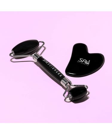 SPA SCIENCES Obsidian Roller & Gua Sha Set | Black Obsidian Stone Facial Contouring | Best Price & Fast International Shipping - Buy Online on GoSupps.com