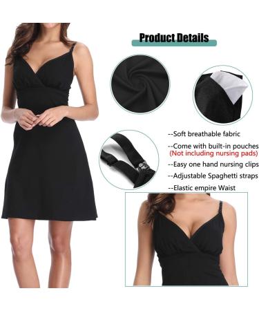 Maternity Nursing Nightdress - Pregnancy Breastfeeding Hospital Gown in Black - Buy Online on GoSupps.com