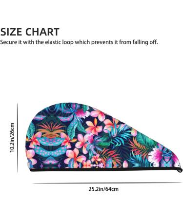 Tropical Flowers Coral Velvet Dry Hair Cap | Quick-Dry Hair Towel Wrap for Travel & Home - Perfect for Men & Women - Buy Online on GoSupps.com