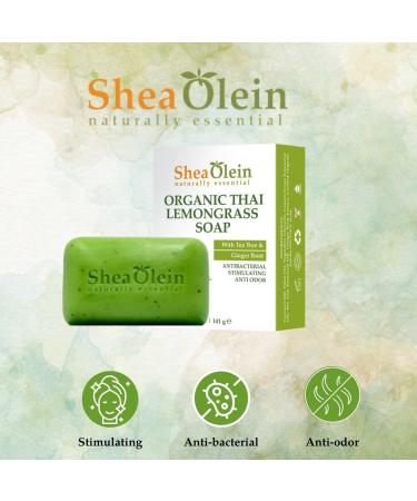Shea Olein Organic Thai Lemongrass Soap - Antibacterial & Refreshing 5 oz Bar Soap 6 Pack - Natural Skin Balance with Tea Tree & Ginger Root - Buy Online on GoSupps.com