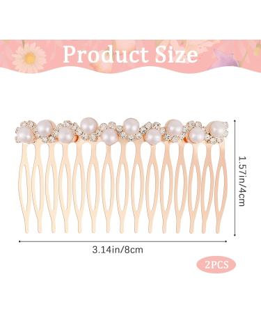 2 Pieces Pearl Hair Side Comb 15 Teeth Decorative Hair Combs Side Pearl Rhinestone Crystal Bridal Wedding Comb Hair Accessories for Women and Girls - Buy Online on GoSupps.com