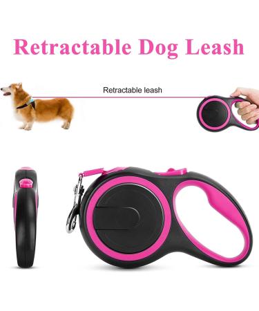 Dogs Retractable Leash 5m/16FT Heavy Duty Strong Nylon Lead for Medium Pets - Anti-Slip, No-Tangle Tape, Pink - Buy Online on GoSupps.com