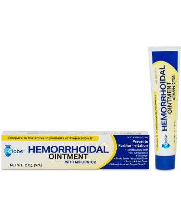 Globe Hemorrhoidal Ointment w/Applicator (2 oz) x 2 - Fast Relief from Burning, Itching and Discomfort - Buy Online on GoSupps.com