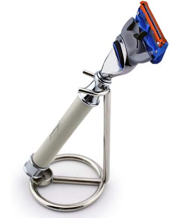 Luxurious Ivory Edge Razor Set - 5 Stainless Steel Razors & Classic Stand for Men | International Shipping - Buy Online on GoSupps.com