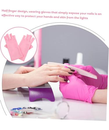 DRESSOOS 1 Pair Nail Gloves Manicure Gloves Anti UV Half Finger Gloves Protective Gloves Nail Art Salon Gloves UV Protection Gloves for Manicure Gel Fingerless Nail Supplies Pink Spandex - Buy Online on GoSupps.com