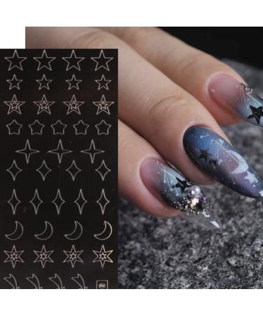 Reusable Airbrush Nail Stickers Stencil - 24 Sheets for DIY Nail Art Designs - French Butterfly Flower Heart Moon Star Christmas Decals - Self-Adhesive Template Tool - Buy Online on GoSupps.com