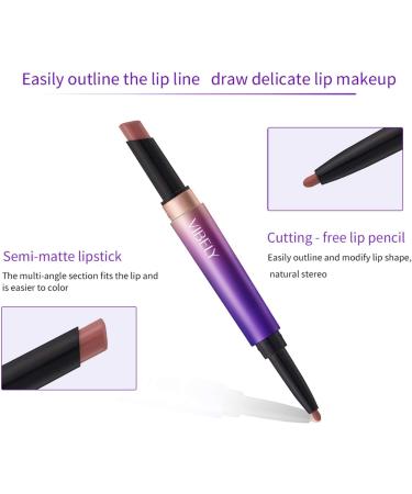 Mimore Lip Liner Double-ended Lipstick Long Lasting Waterproof Moisturizing Easy to Color Lipstick Pencil Super Pigment Makeup Lip Pencil (3) - Buy Online on GoSupps.com