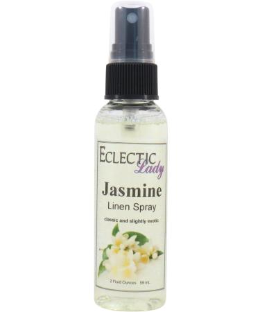 Jasmine Linen Spray 2 ounces - Eclectic Lady Sheet and Linen Spray - No Artificial Colors Parabens or Preservatives - Long-Lasting Scent for Bed Fabric & Pillow 2 Fluid Ounces