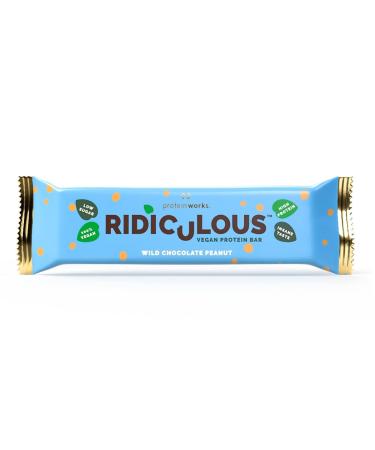 Protein Works - Ridiculous Vegan Protein Bar | Award Winning | 100% Plant Based & Palm Oil Free | High Protein | Wild Chocolate Peanut | 1 Bar Wild Chocolate Peanut 1 Count (Pack of 1)