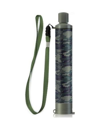 Membrane Solutions Personal Water Filters, Portable Water Purifier Survival Gear, Reusable Water Filtration Straw for Camping, Hiking, Travel, Biking, Emergency preparedness Camo 1 Pack