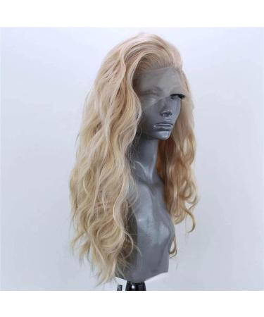 ELESTY Long Natural Curly Glueless Lace Front Wig - Golden Blonde Synthetic Hair for Women | Heat Resistant Daily Party Wig - Buy Online on GoSupps.com