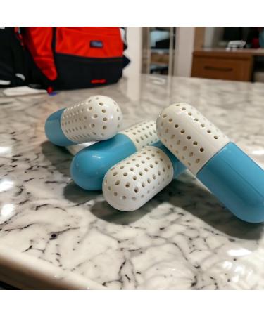 4 Shoe Trainer Sneaker Deodoriser Pill Odour Eliminator Capsules Freshness Balls Long Lasting and Reusable with Multi Levels of Freshness Easy and Convenient to use Pack of 4 (Blue and White) - Buy Online on GoSupps.com
