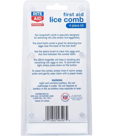 Rite Aid Head Lice Comb Kit with LED Magnifier - 4 Piece Kit for Treatment & Nit Removal - Buy Online on GoSupps.com