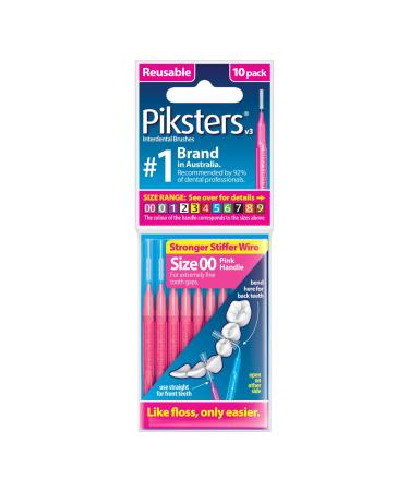 Piksters Interdental Brushes, Size 00, Pink Handle, 10 Pack Pink (Size 00) 10 Count (Pack of 1)