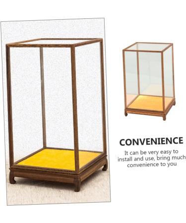 ORFOFE Box Wood Carving Glass Cover clear display stand buddha display stand Display Accessory toy shelf 17x12cm Assorted Color - Buy Online on GoSupps.com