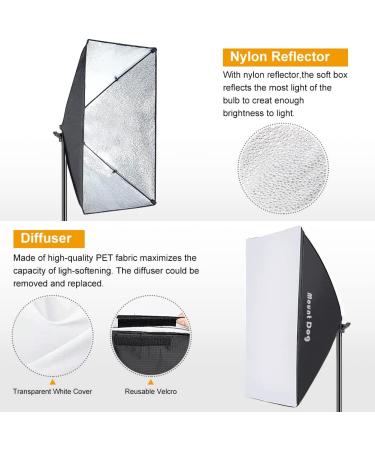 Mountdog Softbox Lighting Kit 20x28 - Photography Continuous Lighting System with 95W Bulb for Studio, Portrait, and Product Shooting - Buy Online on GoSupps.com