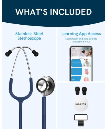 FriCARE Navy Blue Stethoscope | Dual Head for Nurses & Home Health | Essentials for Adults & Kids - Monitor Heartbeat & First Aid - Buy Online on GoSupps.com