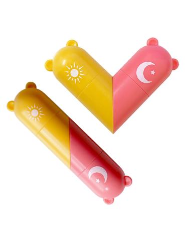 Lip Balm Long Lasting Lips Moisturizer Lip Stick Day Night 2 in 1 Lip Balm Skincare Set Honey Sakura Moisturizing Lip Plumper Care Day Night Repair Gift for Teenage Girls