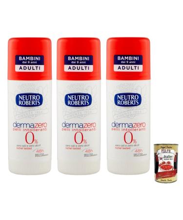 Italian Gourmet E.R. Neutro Roberts Dermazero Skin Deodorant Set of 3 Intolerant Deodorants Salt Free Alcohol Free Lasts up to 48 Hours Hypoallergenic 40 ml + Gourmet Polpa di Pomodoro Italian Box 400 g