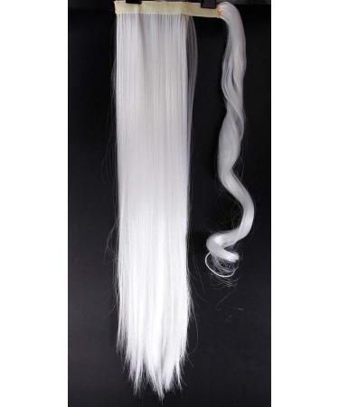 Ponytail Extension Wrap Around Long Straight Curly Clip in Ponytail Hair Extensions for Women Brown Black Blonde Hairpiece 23"-Straight White 23 Inch White - Buy Online on GoSupps.com