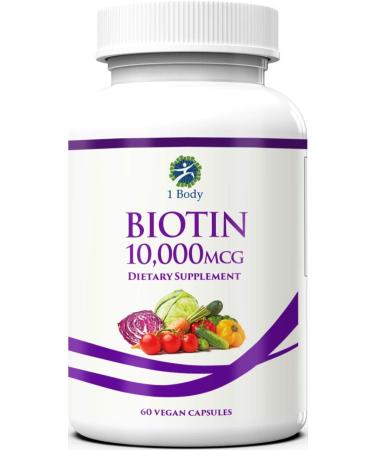 Biotin 10000mcg Supplement for Hair, Skin, and Nails - 60 Day Supply for Men and Women - Buy Online on GoSupps.com