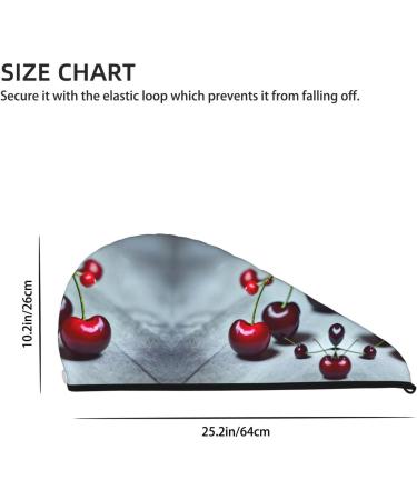 Red Cherries Pattern Coral Velvet Dry Hair Cap | Quick-Dry Towel Wrap for Men & Women | Ideal Travel & Home Use - Buy Online on GoSupps.com