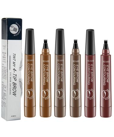 Suake Eyebrow Contouring Pen SUAKE Eyebrow Pen Waterproof Suake Eyebrow Pencil 4-Tip Micro-Fork Long Lasting Smudge Proof Liquid Eye Brow Pencils (3PCS-C)