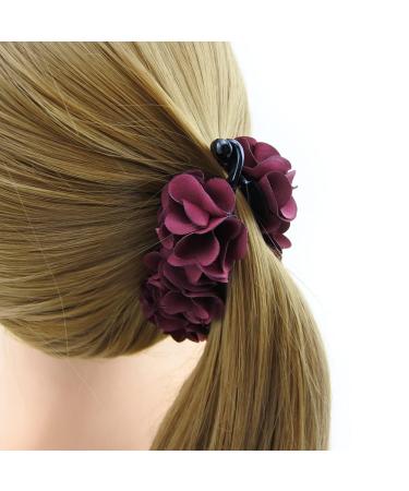 Meilliwish Noble Wedding Flower Hair Clip for Women - Beautiful Banana Style in Wine Red - Buy Online on GoSupps.com