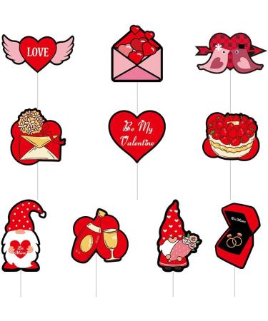 Cupcake Toppers 10pcs Glitter Red Happy Holiday Day Red Day Cupcake Decorations Cake Decoration Cake Topper Rose Diamond Heart for Valentine's Day Birthday - Buy Online on GoSupps.com