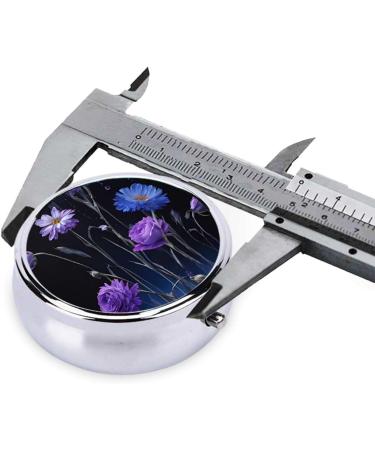 Purple Flower Round Pill Box - 3 Compartment Mini Portable Travel Medicine Organizer for Vitamins & Tablets - Buy Online on GoSupps.com