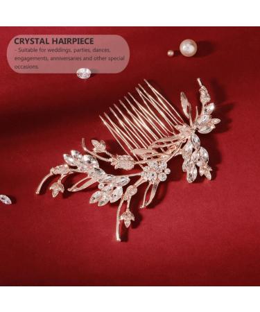 Ipetboom 1 Pc Hair Side Combs Flower Crystal Bride Wedding Hair Comb Hair Accessories Gold Rhinestone Hair Comb Clips with Teeth Combs for Wedding (Golden) - Buy Online on GoSupps.com