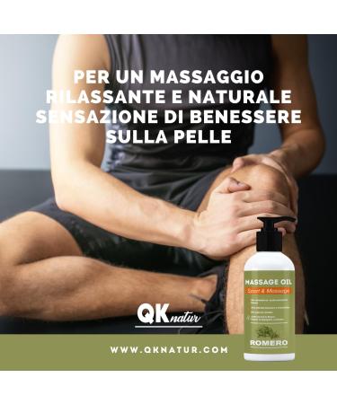  QKnatur ROSEMARY - Massage oil with high content of rosemary essential oil and extracts of Harpagofito and Calendula - Muscle recovery - 250 ml. - Buy Online on GoSupps.com