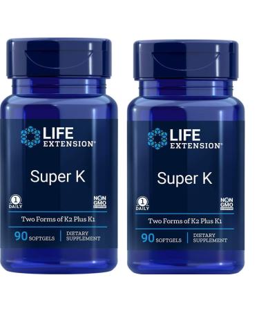 Life Extension SUPER K W/ ADVANCED K2 COMPLEX 90 SOFTGELS (2 Pack) 90 Count (Pack of 2)