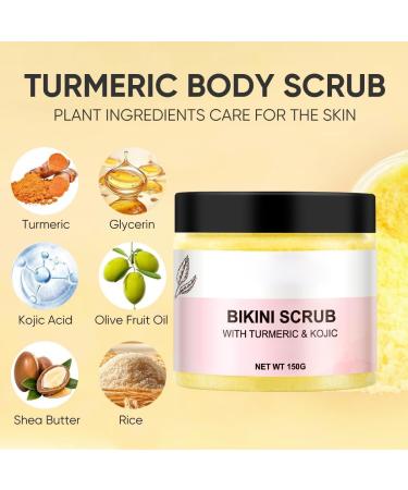 Bikini Area Exfoliating Body Scrub for Women Turmeric Sugar Scrub Exfoliator Deep Cleansing Skin for Bikini Area Smoothing Moisturizing Sugar Scrub for Bikini Area-All Skin Types - Buy Online on GoSupps.com