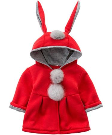 TMEOG Baby Girls Rabbit Ears Cloak Hooded Winter Coat 9-12 Months Red - Buy Online on GoSupps.com