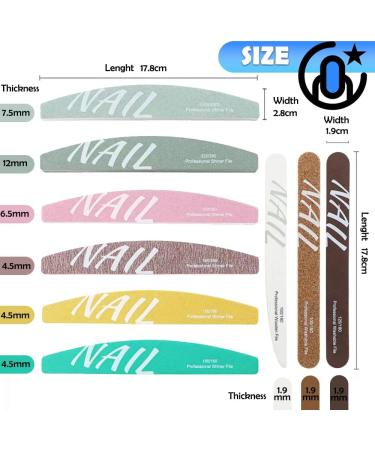 Bmeigo 9pcs Nail Files Buffer Block Set 100/180 Grits Fingernail File Double Sided Sponge Emery Board Washable Manicure Nail Polisher for Acrylic Gel Natural Nails Care Women Men Home Salon - Buy Online on GoSupps.com